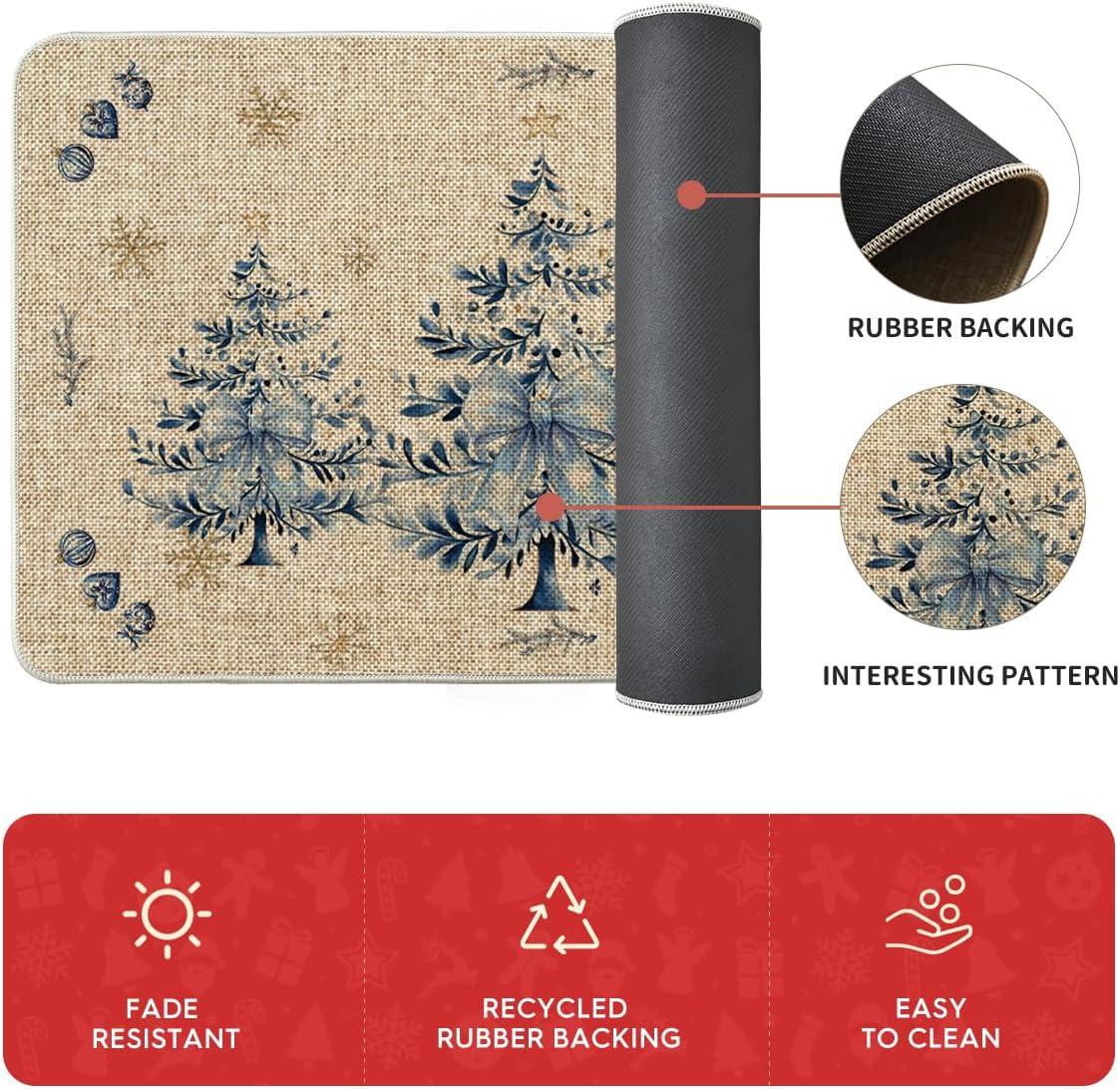 imageArtoid Mode Bow Tie Xmas Tree Snowflakes Christmas Kitchen Mats Set of 2 Winter LowProfile Home Decor Kitchen Rugs for Floor  17x29 and 17x47 Inch