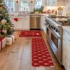 Artoid Mode Black Xmas Tree Merry Christmas Kitchen Mats Set of 2, Winter Home Decor Low-Profile Kitchen Rugs for Floor – 17×29 and 17×47 Inch(Red)