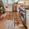 Artoid Mode Gingerbread Candy Cane Christmas Kitchen Mats Set of 2, Winter Home Decor Low-Profile Kitchen Rugs for Floor – 17×29 and 17×47 Inch(Beige)