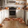 Artoid Mode Orange Ghost Spooky Jack-O’-Lantern Pumpkin Halloween Kitchen Mats Set of 2, Low-Profile Home Decor Kitchen Rugs for Floor – 17×29 and 17×47 Inch(Orange)