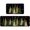 Artoid Mode Black Snowflakes Xmas Trees Christmas Kitchen Mats Set of 2, Winter Low-Profile Home Decor Kitchen Rugs for Floor – 17×29 and 17×47 Inch(Black)