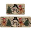 Artoid Mode Xmas Tree Gingerbread Man Snowman Christmas Kitchen Mats Set of 2, Winter Low-Profile Home Decor Kitchen Rugs for Floor – 17×29 and 17×47 Inch