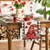 Artoid Mode Buffalo Plaid Gnome Valentine’s Day Table Runner, Holiday Kitchen Dining Table Decoration for Home Party Indoor 13×72 Inch(Black/White)