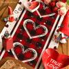 Artoid Mode Buffalo Plaid Love Hearts Valentine’s Day Table Runner, Seasonal Kitchen Dining Table Decoration for Indoor Home Party 13×72 Inch(Red)