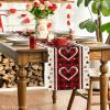 Artoid Mode Buffalo Plaid Love Hearts Valentine’s Day Table Runner, Seasonal Kitchen Dining Table Decoration for Indoor Home Party 13×72 Inch(Red)