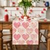 Artoid Mode Golden Pink Love Valentine’s Day Table Runner, Seasonal Anniversary Kitchen Dining Table Decoration for Indoor Home Party 13×72 Inch(Pink)