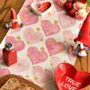 Artoid Mode Golden Pink Love Valentine’s Day Table Runner, Seasonal Anniversary Kitchen Dining Table Decoration for Indoor Home Party 13×72 Inch(Pink)
