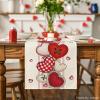 Artoid Mode Heart-Shaped Buttons Valentine’s Table Runner, Seasonal Kitchen Dining Table Decoration for Indoor Home Party 13×72 Inch(Pink)