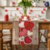 Artoid Mode Heart-Shaped Buttons Valentine’s Table Runner, Seasonal Kitchen Dining Table Decoration for Indoor Home Party 13×72 Inch(Wood)