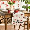 Artoid Mode Pink Love Valentine’s Table Runner, Seasonal Kitchen Dining Table Decoration for Indoor Home Party 13×72 Inch(White)