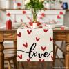 Artoid Mode Pink Love Valentine’s Table Runner, Seasonal Kitchen Dining Table Decoration for Indoor Home Party 13×72 Inch(White)