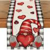 Artoid Mode Buffalo Plaid Gnome Valentine’s Day Table Runner, Holiday Kitchen Dining Table Decoration for Home Party Indoor 13×72 Inch(Black/White)