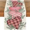 Artoid Mode Eucalyptus Hearts Valentine’s Day Table Runner, Holiday Kitchen Dining Table Decoration for Home Party Indoor 13×72 Inch(Pink)