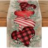 Artoid Mode Eucalyptus Hearts Valentine’s Day Table Runner, Holiday Kitchen Dining Table Decoration for Home Party Indoor 13×72 Inch(Wood)