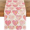Artoid Mode Golden Pink Love Valentine’s Day Table Runner, Seasonal Anniversary Kitchen Dining Table Decoration for Indoor Home Party 13×72 Inch(Pink)