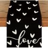 Artoid Mode Pink Love Valentine’s Table Runner, Seasonal Kitchen Dining Table Decoration for Indoor Home Party 13×72 Inch(Black)