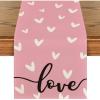 Artoid Mode Pink Love Valentine’s Table Runner, Seasonal Kitchen Dining Table Decoration for Indoor Home Party 13×72 Inch(Pink)