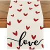 Artoid Mode Pink Love Valentine’s Table Runner, Seasonal Kitchen Dining Table Decoration for Indoor Home Party 13×72 Inch(White)