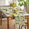 Artoid Mode Blue Lemon Flower Floral Summer Table Runner,Spring Kitchen Dining Table Decoration for Home Party Decor 13×72 Inch(Multicolor)