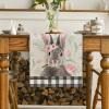Artoid Mode Bunny Rabbit Tulip Flowers Easter Table Runner, Seasonal Spring Kitchen Dining Table Decoration for Home Party Decor 13×72 Inch(Grey)