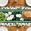 Artoid Mode Green Clover Buffalo Plaid Shamrocks St.Patrick’s Day Table Runner, Seasonal Kitchen Dining Table Decoration for Indoor Home Party 13×72 Inch(Green)