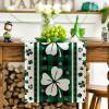 Artoid Mode Green Clover Buffalo Plaid Shamrocks St.Patrick’s Day Table Runner, Seasonal Kitchen Dining Table Decoration for Indoor Home Party 13×72 Inch(Green)