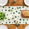 Artoid Mode Green Lucky Shamrock St. Patrick’s Day Table Runner, Seasonal Spring Holiday Kitchen Dining Table Decoration for Indoor Outdoor Home Party Decor 13 x 72 Inch(Beige)
