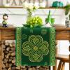 Artoid Mode Green Stripes Shamrocks St.Patrick’s Day Table Runner, Seasonal Spring Kitchen Dining Table Runner for Home Party Decor 13×72 Inch(Green)