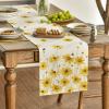 Artoid Mode Yellow Flowers Daisy Bees Summer Table Runner, Seasonal Easter Fall Holiday Kitchen Dining Table Decoration for Home Party Indoor 13×72 Inch(Yellow)