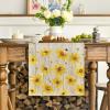 Artoid Mode Yellow Flowers Daisy Bees Summer Table Runner, Seasonal Easter Fall Holiday Kitchen Dining Table Decoration for Home Party Indoor 13×72 Inch(Wood)