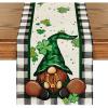 Artoid Mode Buffalo Plaid Shamrock Gnome St. Patrick’s Day Table Runner, Seasonal Spring Holiday Kitchen Dining Table Decoration for Indoor Outdoor Home Party Decor 13 x 72 Inch(Black/White)