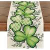 Artoid Mode Clover Shamrocks Eucalyptus Buffalo Plaid St.Patrick’s Day Table Runner, Seasonal Kitchen Dining Table Runner for Home Party Decor 13×72 Inch(Green)