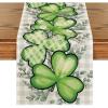Artoid Mode Clover Shamrocks Eucalyptus Buffalo Plaid St.Patrick’s Day Table Runner, Seasonal Kitchen Dining Table Runner for Home Party Decor 13×72 Inch(Green/Buffalo Plaid)