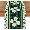 Artoid Mode Green Clover Buffalo Plaid Shamrocks St.Patrick’s Day Table Runner, Seasonal Kitchen Dining Table Decoration for Indoor Home Party 13×72 Inch(Green)