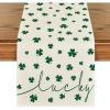 Artoid Mode Green Lucky Shamrock St. Patrick’s Day Table Runner, Seasonal Spring Holiday Kitchen Dining Table Decoration for Indoor Outdoor Home Party Decor 13 x 72 Inch(Beige)