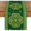 Artoid Mode Green Stripes Shamrocks St.Patrick’s Day Table Runner, Seasonal Spring Kitchen Dining Table Runner for Home Party Decor 13×72 Inch(Green)
