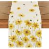 Artoid Mode Yellow Flowers Daisy Bees Summer Table Runner, Seasonal Easter Fall Holiday Kitchen Dining Table Decoration for Home Party Indoor 13×72 Inch(Yellow)