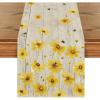 Artoid Mode Yellow Flowers Daisy Bees Summer Table Runner, Seasonal Easter Fall Holiday Kitchen Dining Table Decoration for Home Party Indoor 13×72 Inch(Wood)