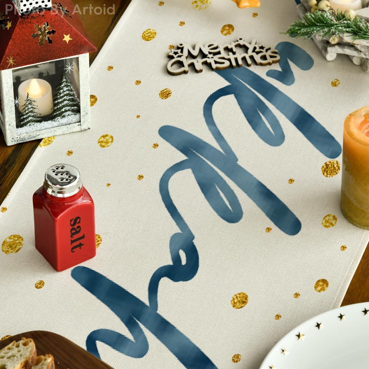 imageArtoid Mode Polka Dot Watercolor Candles Hanukkah Table Runner Chanukah Kitchen Dining Table Decoration for Outdoor Home Party 13x72 Inch