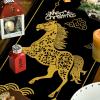 Artoid Mode Black Golden Chinese Zodiac Horse 2026 Happy Lunar New Year Table Runner, Spring Festival Winter Kitchen Dining Table Decoration for Home Party 13×72 Inch(Black)