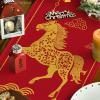 Artoid Mode Black Golden Chinese Zodiac Horse 2026 Happy Lunar New Year Table Runner, Spring Festival Winter Kitchen Dining Table Decoration for Home Party 13×72 Inch(Red)