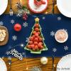 Artoid Mode Blue Pine Trees Snowflakes Happy Hanukkah Table Runner, Chanukah Kitchen Dining Table Decoration for Home Party Decor 13×72 Inch