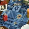 Artoid Mode Retro Blue Checks Stars Menorah Hanukkah Table Runner, Chanukah Kitchen Dining Table Decoration for Home Party Decor 13×72 Inch