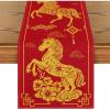 Artoid Mode Black Golden Chinese Zodiac Horse 2026 Happy Lunar New Year Table Runner, Spring Festival Winter Kitchen Dining Table Decoration for Home Party 13×72 Inch(Red)