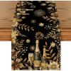 Artoid Mode Black and Golden Floral Fireworks Champagne 2026 Happy New Year Table Runner, Festival Kitchen Dining Table Decoration for Home Party Decor 13×72 Inch