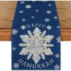 Artoid Mode Blue Snowflakes Happy Hanukkah Table Runner, Chanukah Kitchen Dining Table Decoration for Home Party Decor 13×72 Inch
