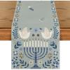 Artoid Mode Doves Candle Olives Menorah Hanukkah Table Runner, Chanukah Kitchen Dining Table Decoration for Home Party Decor 13×72 Inch