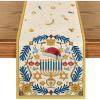 Artoid Mode Olives Menorah Stars Hanukkah Table Runner, Xmas Hat Kitchen Dining Table Decoration for Home Party Decor 13×72 Inch