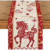 Artoid Mode Paper Cutting Style Chinese Zodiac Horse Happy 2026 Lunar New Year Table Runner, Spring Festival Winter Kitchen Dining Table Decoration for Home Party 13×72 Inch(Beige)