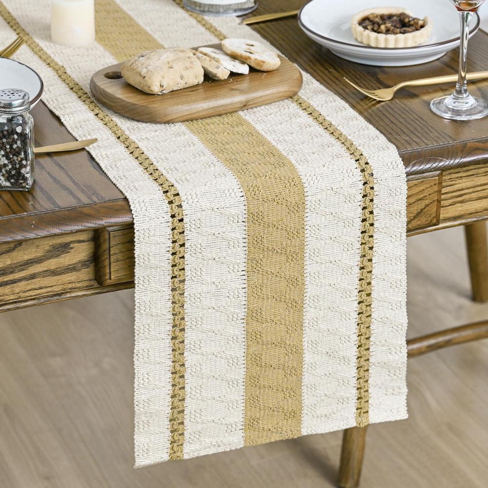 imageArtoid Mode Dark Blue Farmhouse Woven Rustic Table Runner Seasonal Holiday Hollow Kitchen Dining Table Decoration for Home Party Decor 12x72 InchBurlap Brown